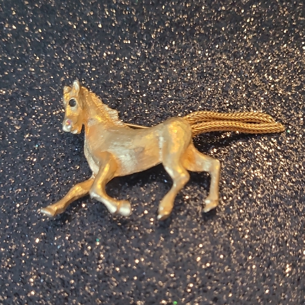 Gold Horse Brooch